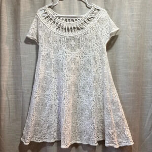 Free People | White Lace Swimsuit Cover or Mini dress Women’s Size Medium